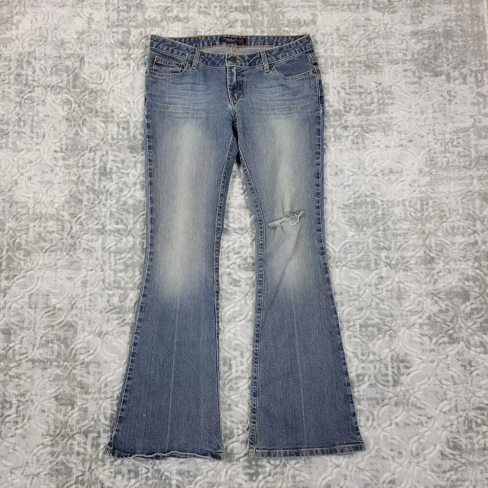Vintage American Eagle Jeans Womens 6 Blue Favorite Fit Distressed Flare Y2K